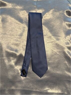 Genesis Studio Hand Made Classic Men's Navy Blue Diagonal Stripe Tie